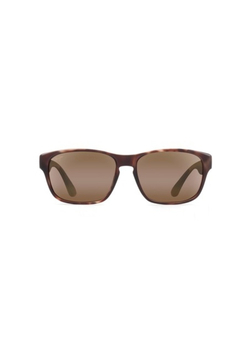 Maui Jim Men's and Women's Mixed Plate Polarized Rectangular Sunglasses Matte Tortoise Rubber/HCL® Bronze