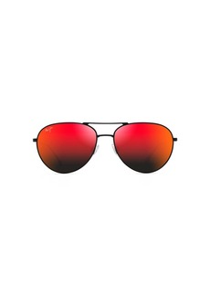 Maui Jim Men's and Women's Walaka Polarized Aviator Sunglasses Matte Black/Hawaii Lava ™