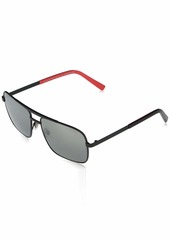 Maui Jim Men's Compass Polarized Aviator Sunglasses Matte Black w/Man Utd/Dual Mirror Silver to Black