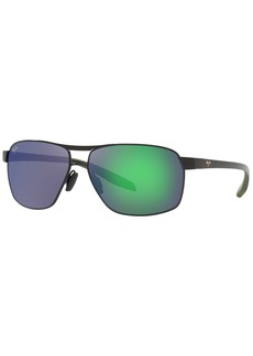 Maui Jim Men's Polarized Sunglasses, The Bird 62 - BLACK/GREEN MIRROR POLAR