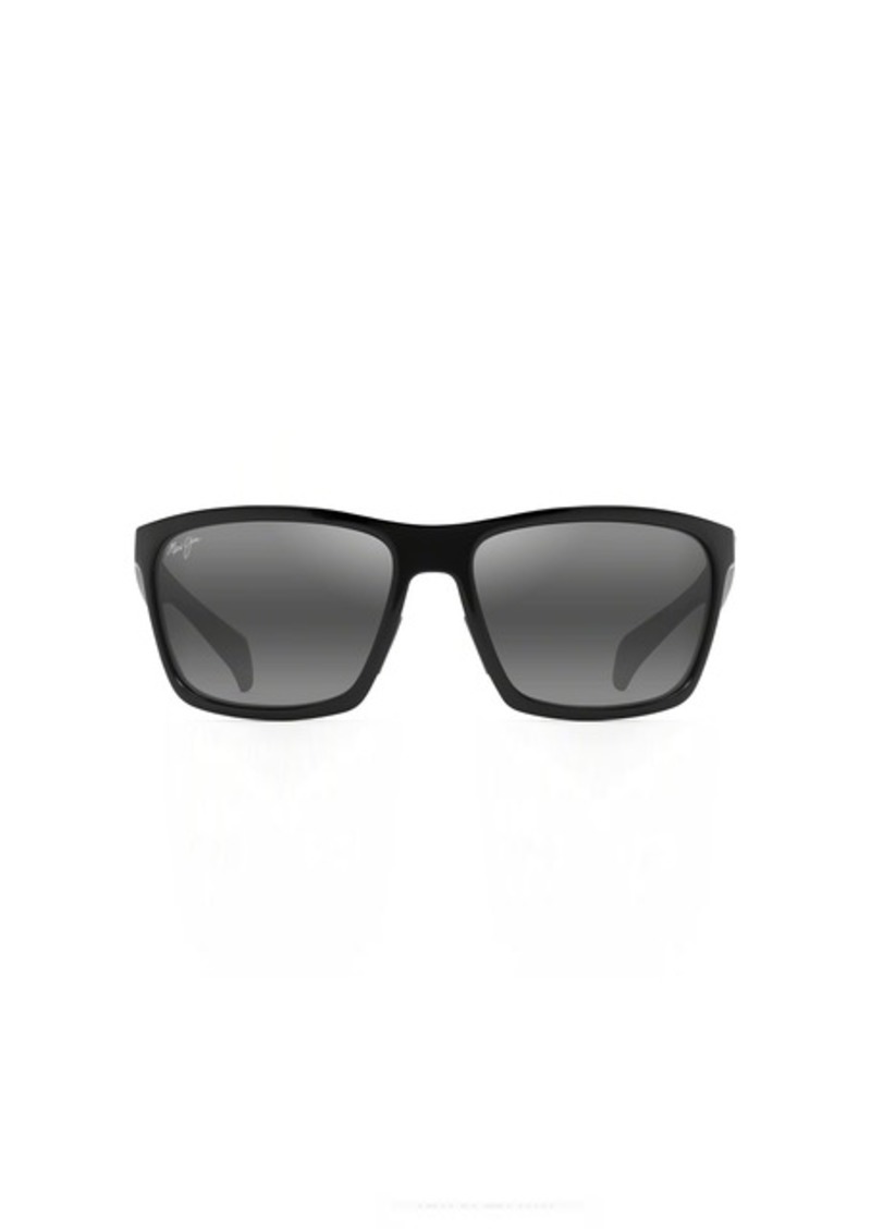Maui Jim Men's Makoa Polarized Wrap Sunglasses Gloss Black/Neutral Grey Medium