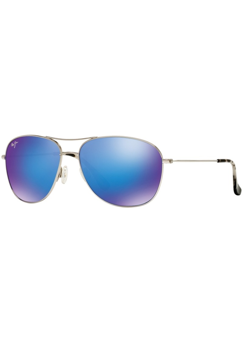 Maui Jim Polarized Cliffhouse Sunglasses , 247 - SILVER SHINY/BLUE MIRROR POLAR