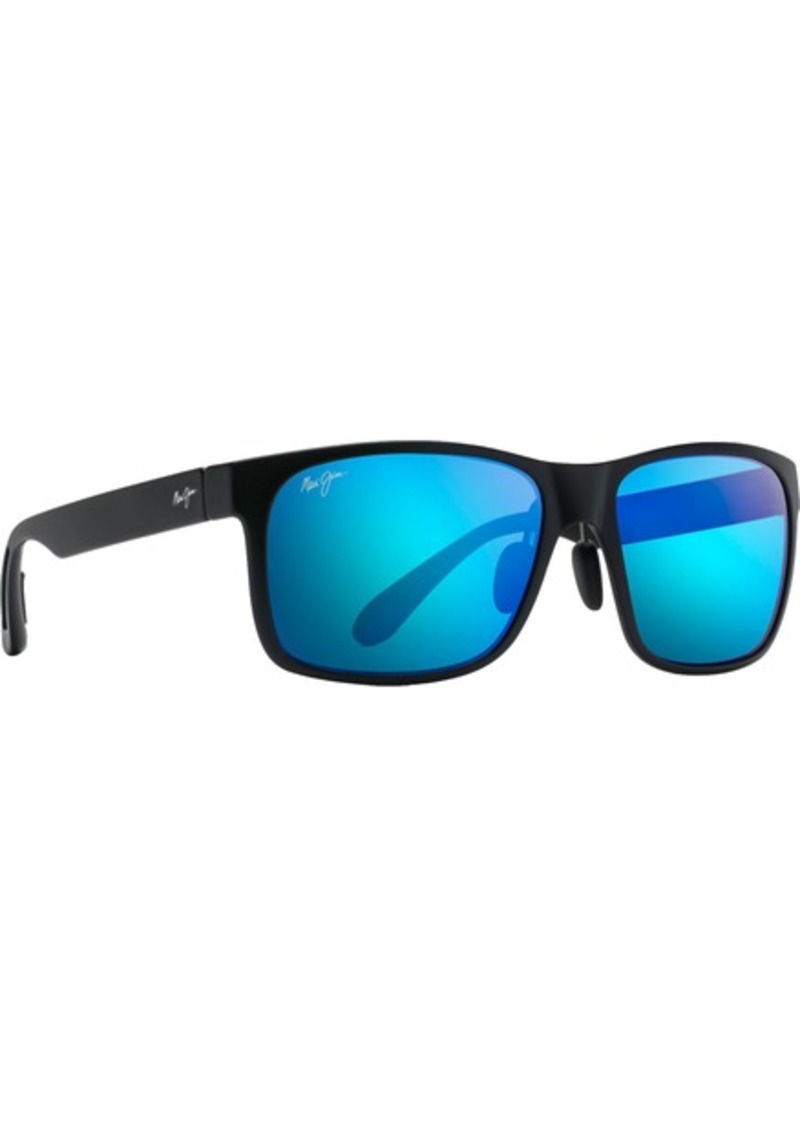 Maui Jim Red Sands Polarized Sunglasses, Men's, Matte Black/Blue Mirror