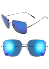 Maui Jim Triton 61mm PolarizedPlus2® Mirrored Square Sunglasses in Titanium/Blue Hawaii at Nordstrom