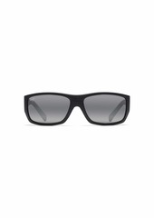 Maui Jim Men's and Women's Wassup Polarized Wrap Sunglasses Matte Black Woodgrain/Neutral Grey Small