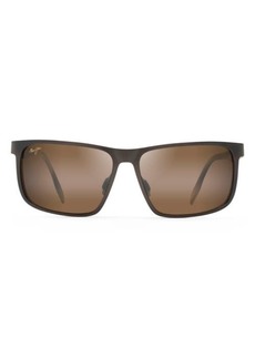 Maui Jim Wana 61mm PolarizedPlus2® Rectangle Sunglasses in Brushed Chocolate/Hcl Bronze at Nordstrom