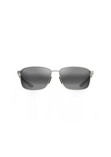 Maui Jim Men's and Women's Kaala Polarized Rectangular Sunglasses Silver/Neutral Grey