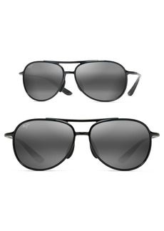 Maui Jim Alelele 60mm Aviator Sunglasses in Black Gloss/Neutral Grey at Nordstrom