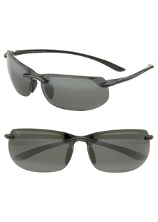 Maui Jim Banyans PolarizedPlus(R)2 67mm Rectangle Sunglasses in Gloss Black /Neutral Grey at Nordstrom