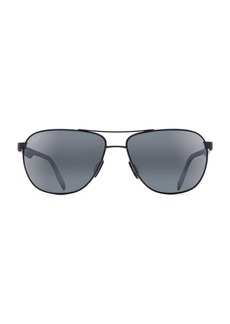 Maui Jim Unisex Castles Polarized Aviator Sunglasses In Matte Black/neutral Grey
