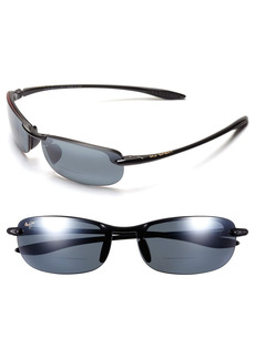 Maui Jim Makaha 64mm PolarizedPlus2(R) Oversize Reading Sunglasses in Gloss Black at Nordstrom