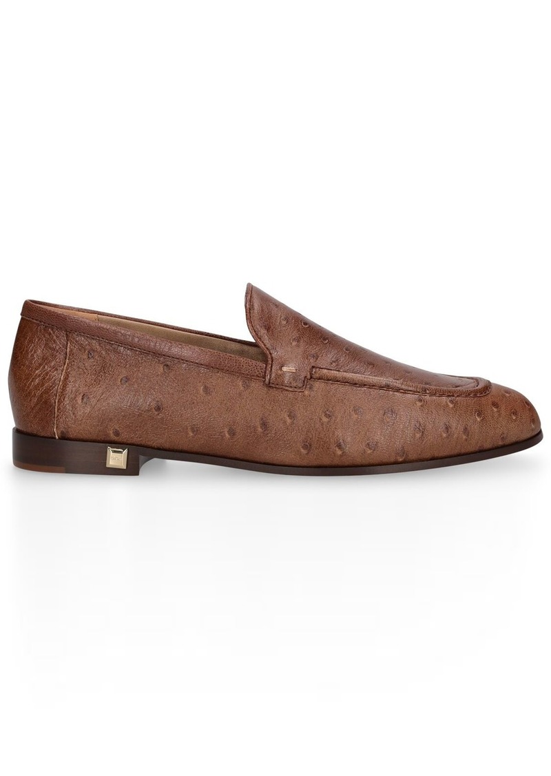 Max Mara 10mm Ostrich Print Leather Loafers