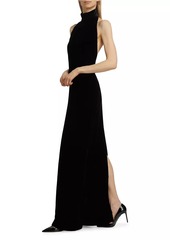 Max Mara Armida Velvet Halterneck Sleeveless Maxi Dress