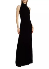 Max Mara Armida Velvet Halterneck Sleeveless Maxi Dress