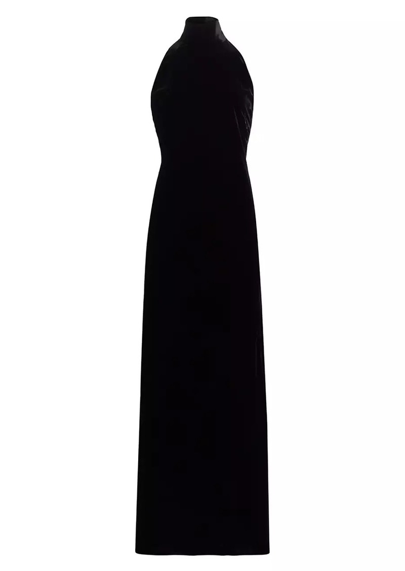 Max Mara Armida Velvet Halterneck Sleeveless Maxi Dress