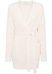 Max Mara Balzac Belted Wool Blend Knit Cardigan