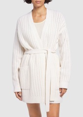 Max Mara Balzac Belted Wool Blend Knit Cardigan