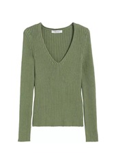 Max Mara Calcio Rib-Knit V-Neck Sweater