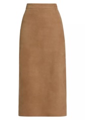 Max Mara Calcio Suede Pencil Maxi Skirt