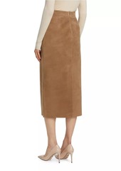 Max Mara Calcio Suede Pencil Maxi Skirt