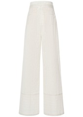 Max Mara Cotton Canvas Belted Wide Pants