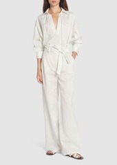 Max Mara Cotton Canvas Belted Wide Pants