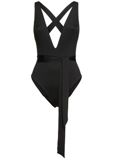 Max Mara Cristel Jersey V Neck One Piece Swimsuit