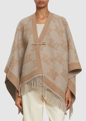 Max Mara Frine Logo Jacquard Wool Cape