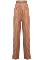 Max Mara High Waist Pinstripe Flannel Pants