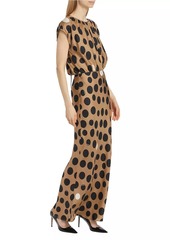 Max Mara Juglas Polka Dot Silk Maxi Dress