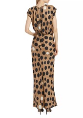 Max Mara Juglas Polka Dot Silk Maxi Dress