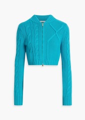 Max Mara - Cropped cable-knit cashmere and wool-blend cardigan - Blue - M