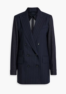 Max Mara - Denim-paneled pinstriped wool-twill blazer - Blue - IT 42