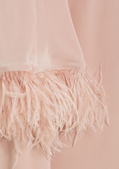 Max Mara - Feather-embellished silk-crepe midi dress - Pink - IT 42