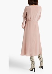Max Mara - Levante leather-embellished silk-crepe midi dress - Pink - IT 40