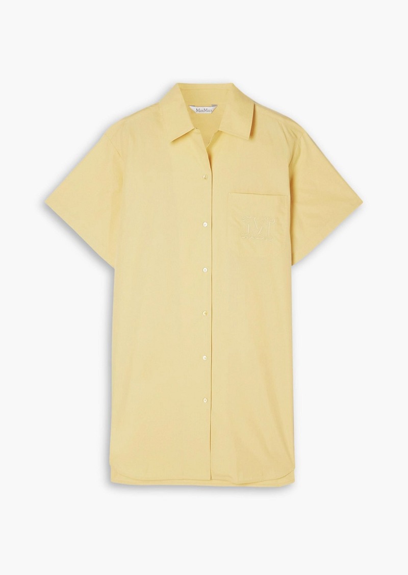 Max Mara - Palau embroidered cotton-poplin mini shirt dress - Yellow - IT 40