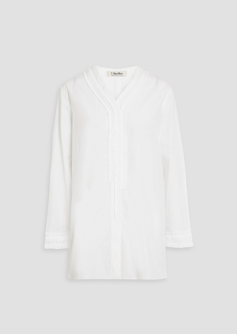 Max Mara - Pleated cotton-poplin shirt - White - IT 42