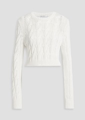 Max Mara - Sfinge cropped cable-knit cotton sweater - White - L