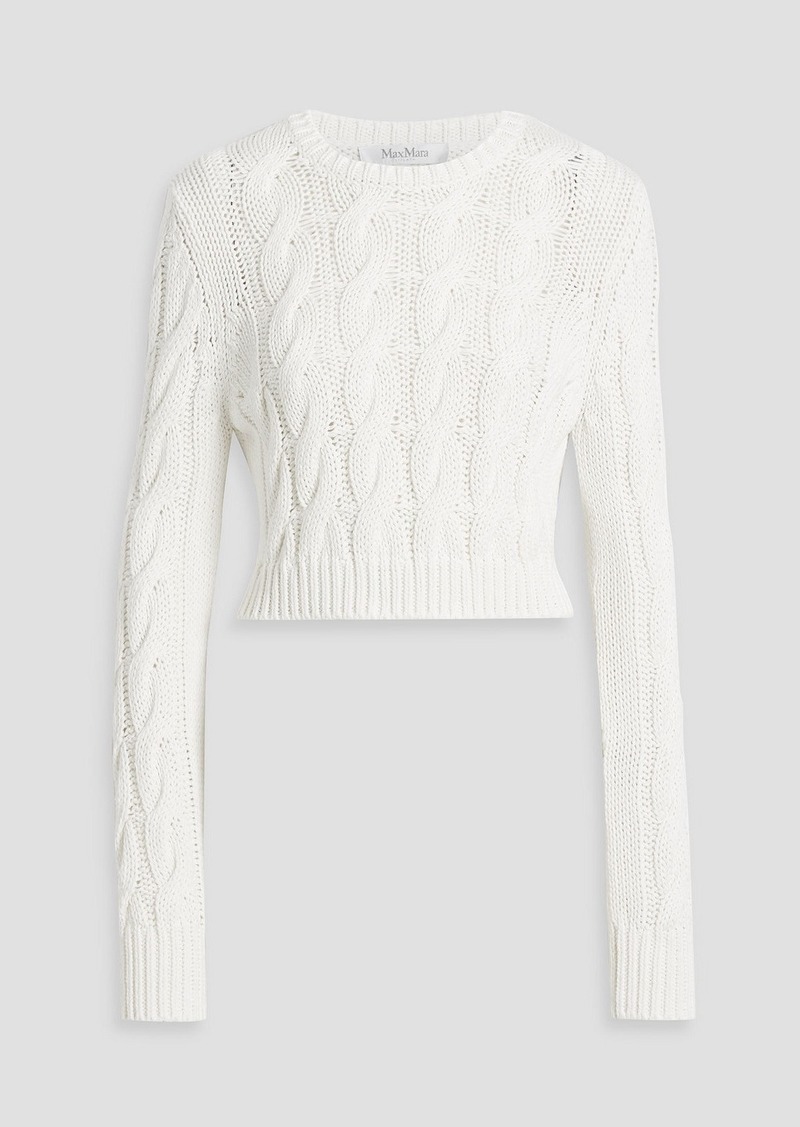 Max Mara - Sfinge cropped cable-knit cotton sweater - White - L