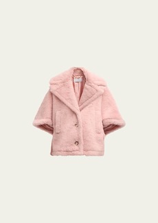 Max Mara Aleggio Pink Teddy Wool-Blend Cape
