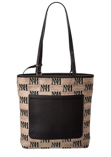 Max Mara All-Over Logo Print Leather-Trim Tote