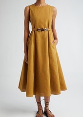 Max Mara Amelie Sleeveless Cotton & Linen Belted Dress