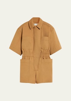 Max Mara Angora Short-Sleeve Cotton Romper