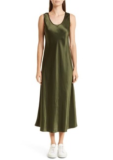 Max Mara Leisure Ares Satin Slipdress in Olive Green at Nordstrom
