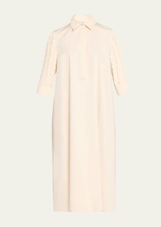 Max Mara Armonia Midi Dress with Cable-Knit Sleeves