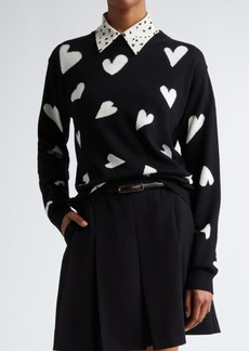 Max Mara Arnold Heart Print Virgin Wool Sweater