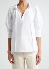 Max Mara Carpi Puff Sleeve Cotton Poplin Top