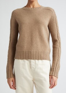 Max Mara Berlina Cable Knit Sleeve Cashmere Crewneck Sweater
