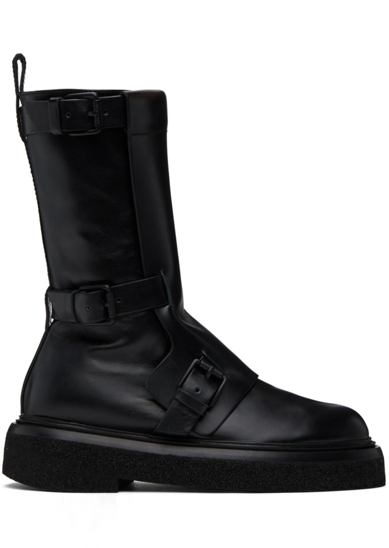 Max Mara Black Leather Biker Boots