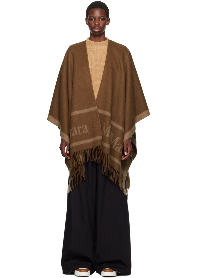 Max Mara Brown Jacquard Wool Scarf